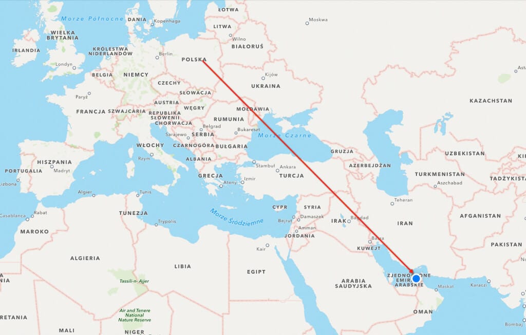 Z geografii wszyscy jesteśmy najlepsi, ale nie zaszkodzi przypomnieć. Polska (u góry), Dubaj (na dole). Jasne?