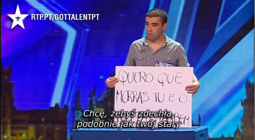Wiadomosc dla bylej dziewczyny w portugalskim Mam Talent
