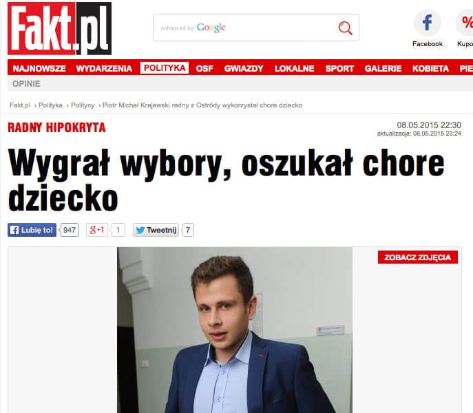 Piotr Michał Krajewski radny z Ostródy wykorzystał chore dziecko 2015-05-10 09-54-58