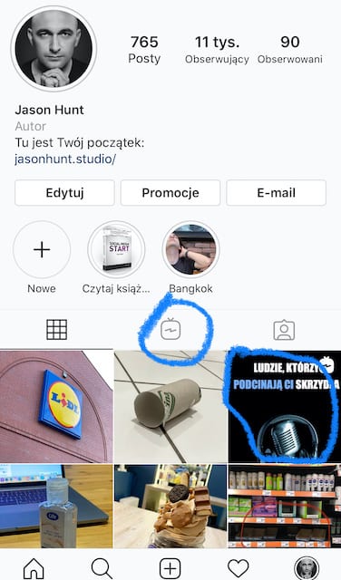 Profil instagram na telefonie